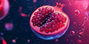 梦幻石榴果肉与飞溅汁水