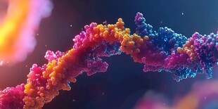 多彩DNA双螺旋结构特写