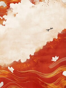 中式水墨风云海飞鸟图