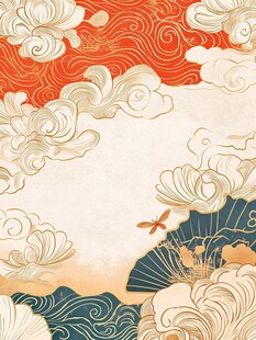 中式云纹国风插画背景