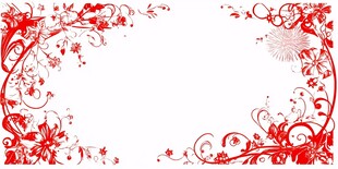 红色花卉边框装饰图案