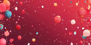 喜庆红背景飘满多彩灯笼