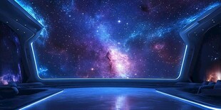 未来感太空舱内的璀璨星河