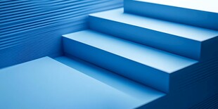 蓝色阶梯 简约几何美感