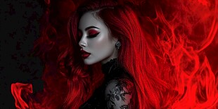 红发魔女 魅惑妆容与火焰