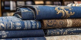 精美花纹牛仔布料堆叠