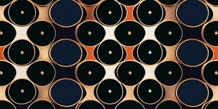 几何圆形图案的黑金配色纹理