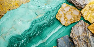 绿纹玉石与多彩矿石组合