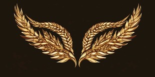 金色麦穗翅膀装饰图案