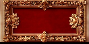 金色雕花红底华丽相框