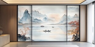 中式山水屏风 雅致客厅风景