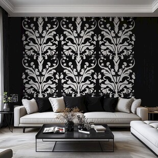 黑白花纹墙饰的现代客厅