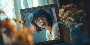 镜中少女与烂漫花束