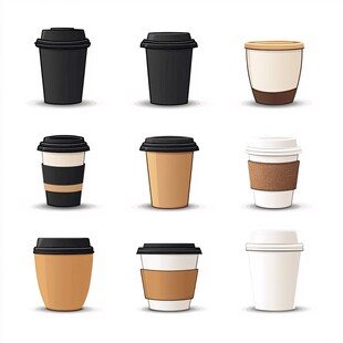 多样一次性咖啡杯设计集合