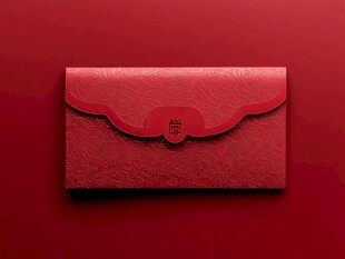 中式精美红色传统信封