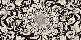 黑白涡旋花卉复古纹样
