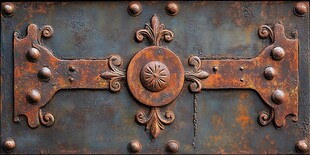 复古生锈铁艺门饰细节