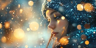 冬日少女梦幻光影时刻