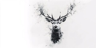 水墨风麋鹿头像