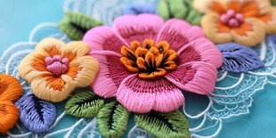 精致刺绣花朵图案展示