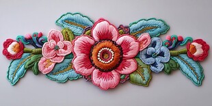 多彩刺绣花朵装饰图案