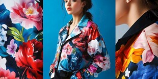 花卉印花时尚夹克展示