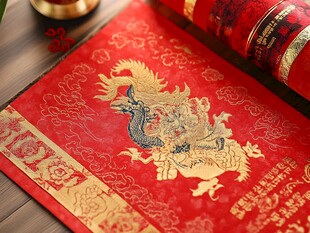 龙凤呈祥传统喜庆红帖