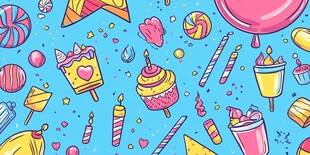 缤纷多彩的甜品与派对元素