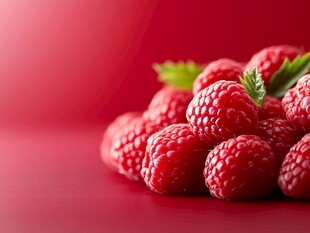 新鲜树莓堆叠 色彩诱人