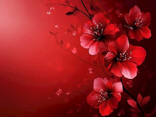 红色花卉背景图