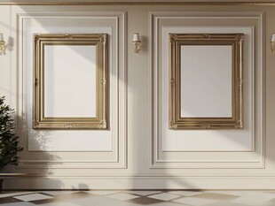 奢华墙面双金框装饰空间