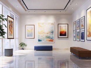 现代艺术画廊室内优雅空间
