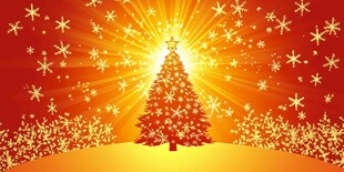 闪耀圣诞树的节日背景图