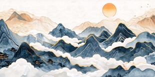 水墨山川间 旭日云海景