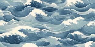海浪图案 传统风格海洋纹理
