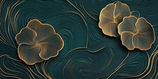 墨绿底金色花朵纹理图案