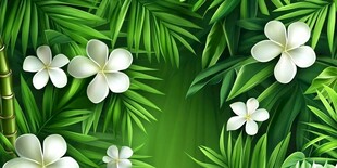 热带绿植花卉清新背景图