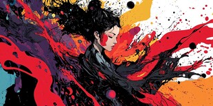 水墨风格舞动的神秘女子