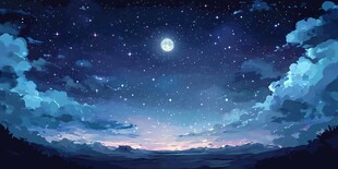 梦幻月夜星空唯美场景