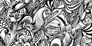 黑白手绘抽象花卉图案