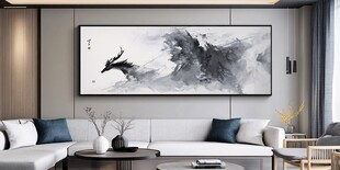 中式客厅的水墨风艺术挂画