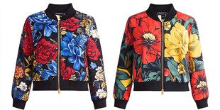 花卉印花时尚夹克两件套