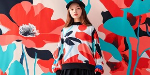 花墙前的时尚女孩