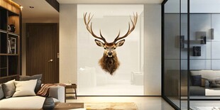现代客厅中霸气的鹿头装饰