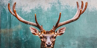 鹿首特写 灵动鹿角与深邃眼眸