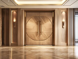 豪华大气双开木质入户门