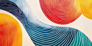 多彩波浪线条抽象艺术图案