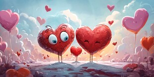 爱心情侣浪漫梦幻场景