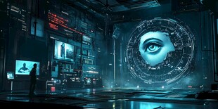 未来科技室中的机械巨眼