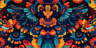 绚丽多彩的抽象飞鸟图案